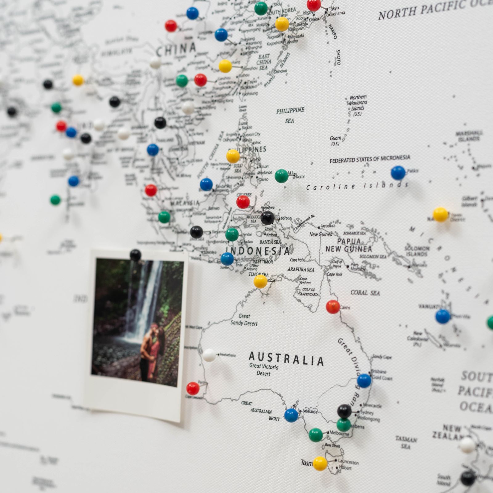 World Map Canvas Wall Art Painting in White
