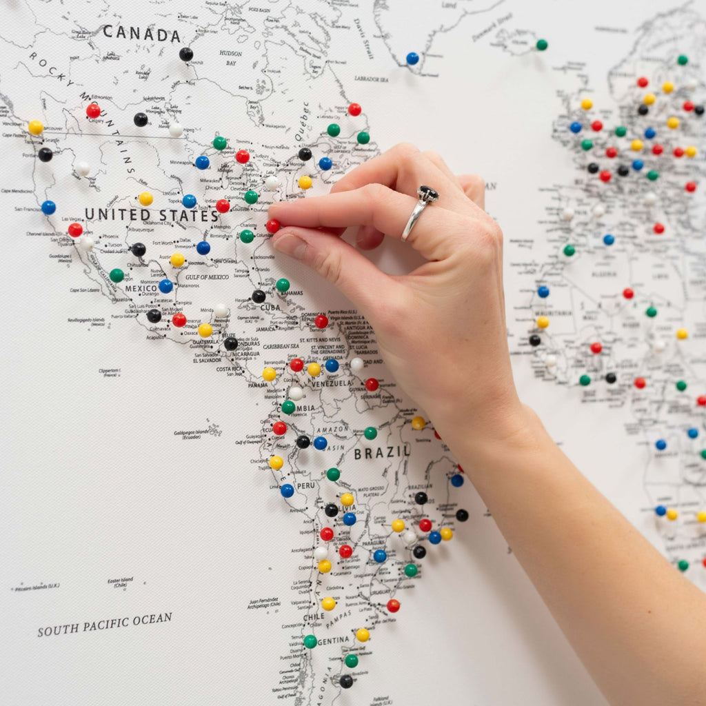 World Map Canvas Wall Art Painting in White