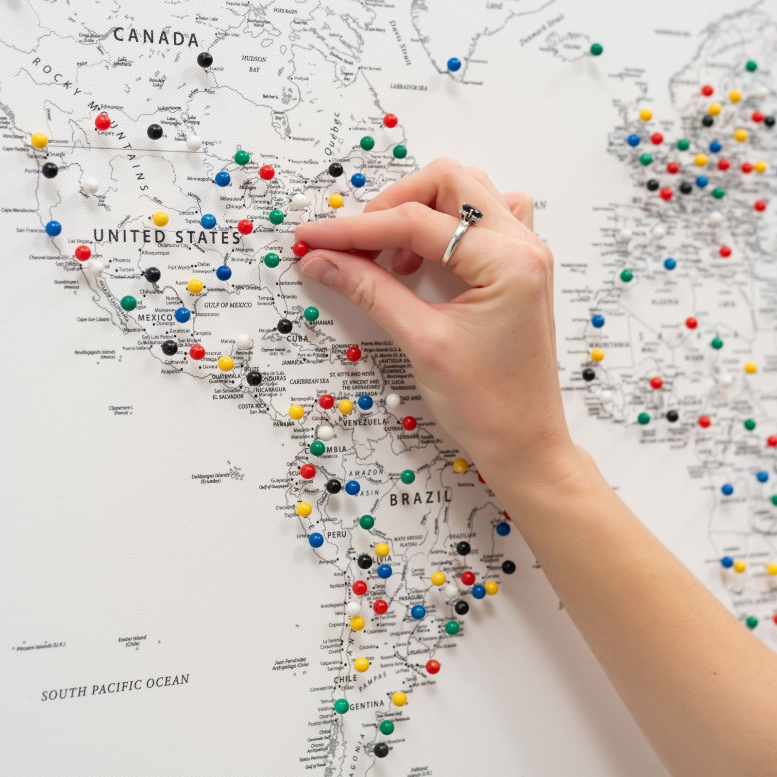 World Map Canvas Wall Art Painting in White