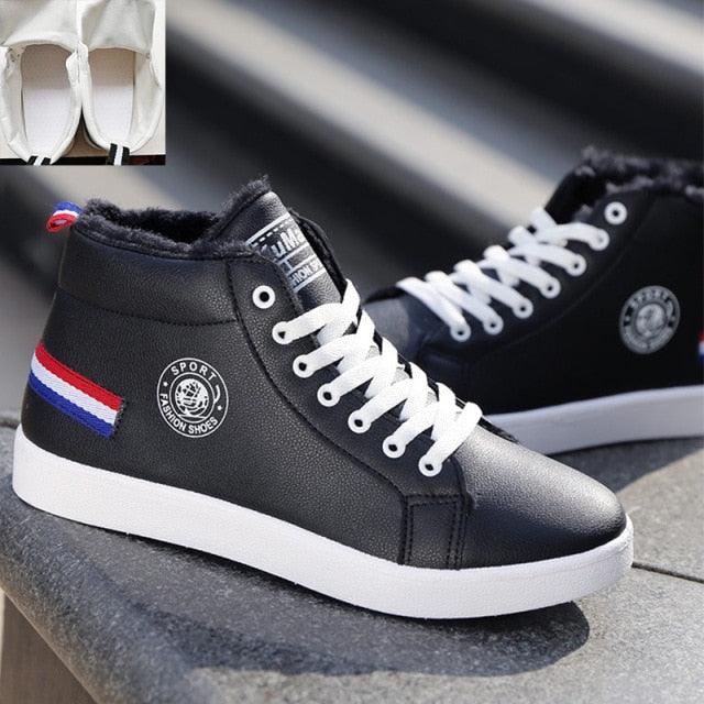 Boys High Top Plush Sneakers Trendy Casual Walking Shoes