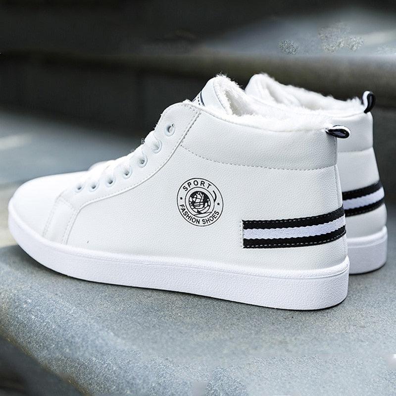 Boys High Top Plush Sneakers Trendy Casual Walking Shoes