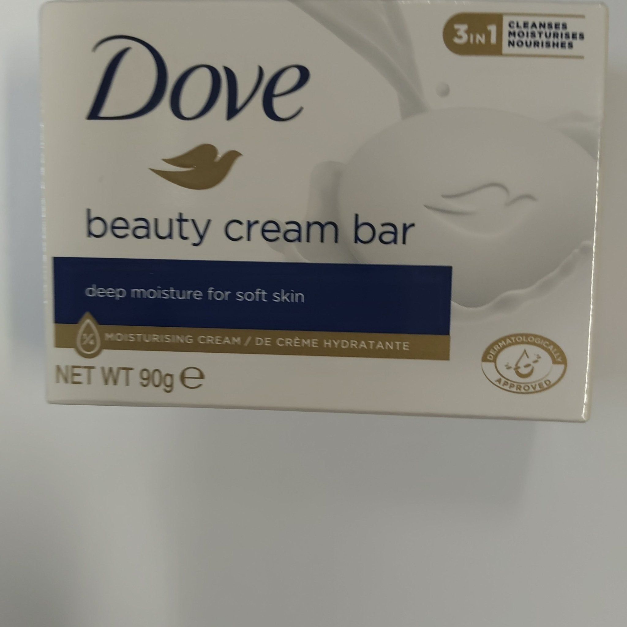 Dove White Moisturizing Beauty Bar 3.5 oz packaging.