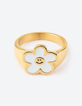 White Smiley Flower Ring