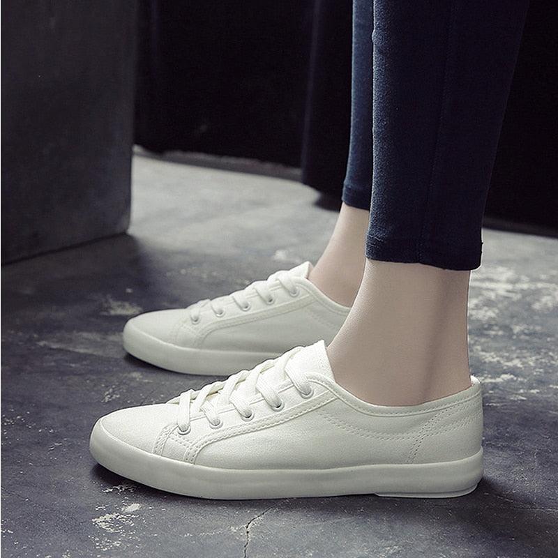 Women's Classic Canvas Walking Sneakers – Casual Slip-On Trainers