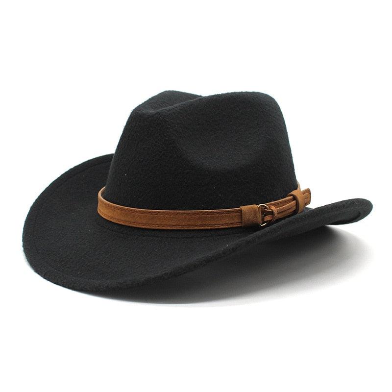 White Western Cowboy Hat for Men Vintage Wide Brim Fedora Style