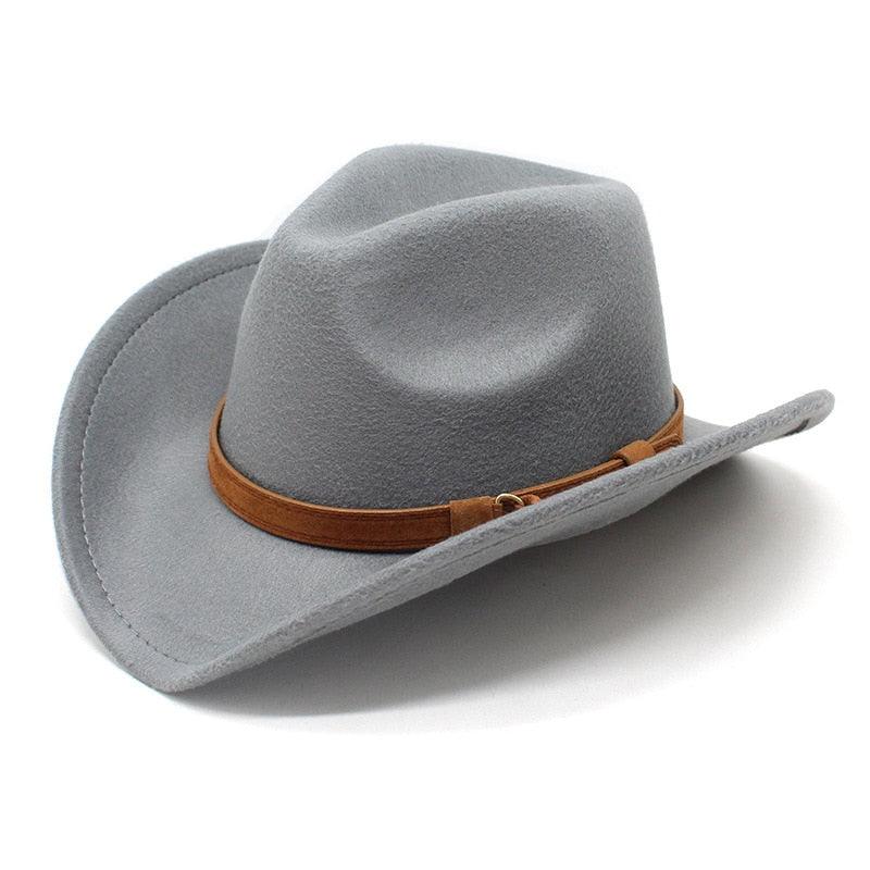 White Western Cowboy Hat for Men Vintage Wide Brim Fedora Style