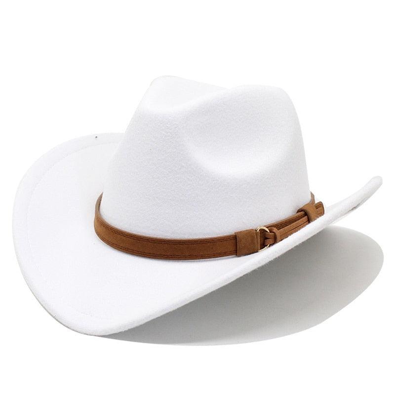 Stevvex white vintage-inspired wide brim western cowboy hat for men