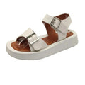 White Women’s Elegant Flat Sandals with Buckle Strap Comfort