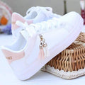 Classic White Lace-Up Casual Sneakers for Girls & Women