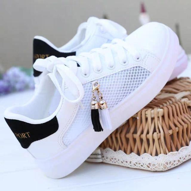 Classic White Lace-Up Casual Sneakers for Girls & Women