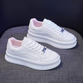 Women's Leather Lace-Up Platform Sneakers Casual Sporty Trainers