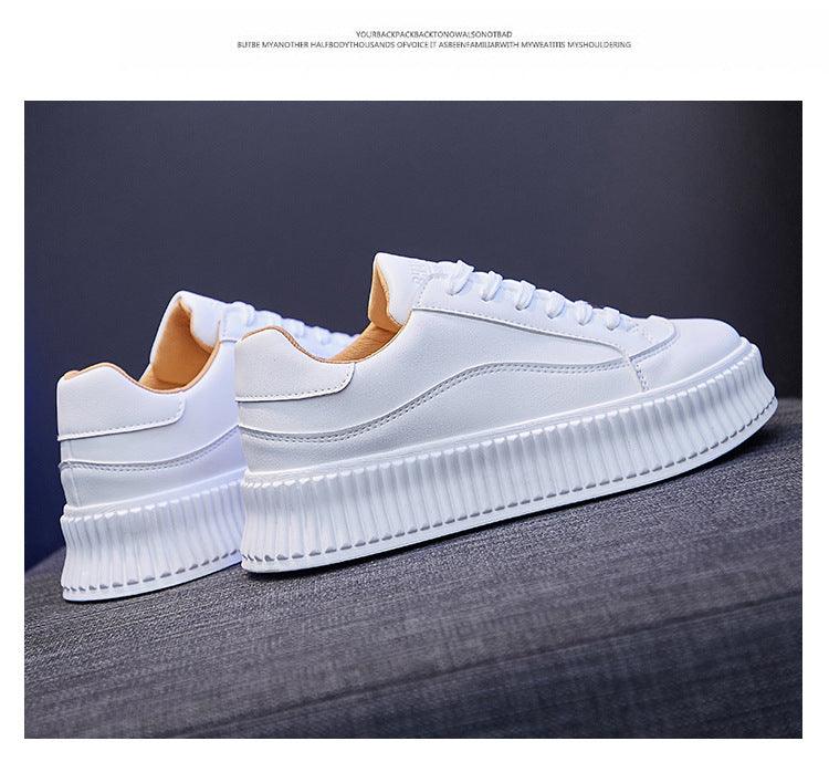 Women's Leather Lace-Up Platform Sneakers Casual Sporty Trainers