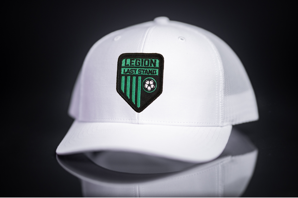 Legion Shield Curved Bill Mesh Snapback Hat for Austin Soccer Fans