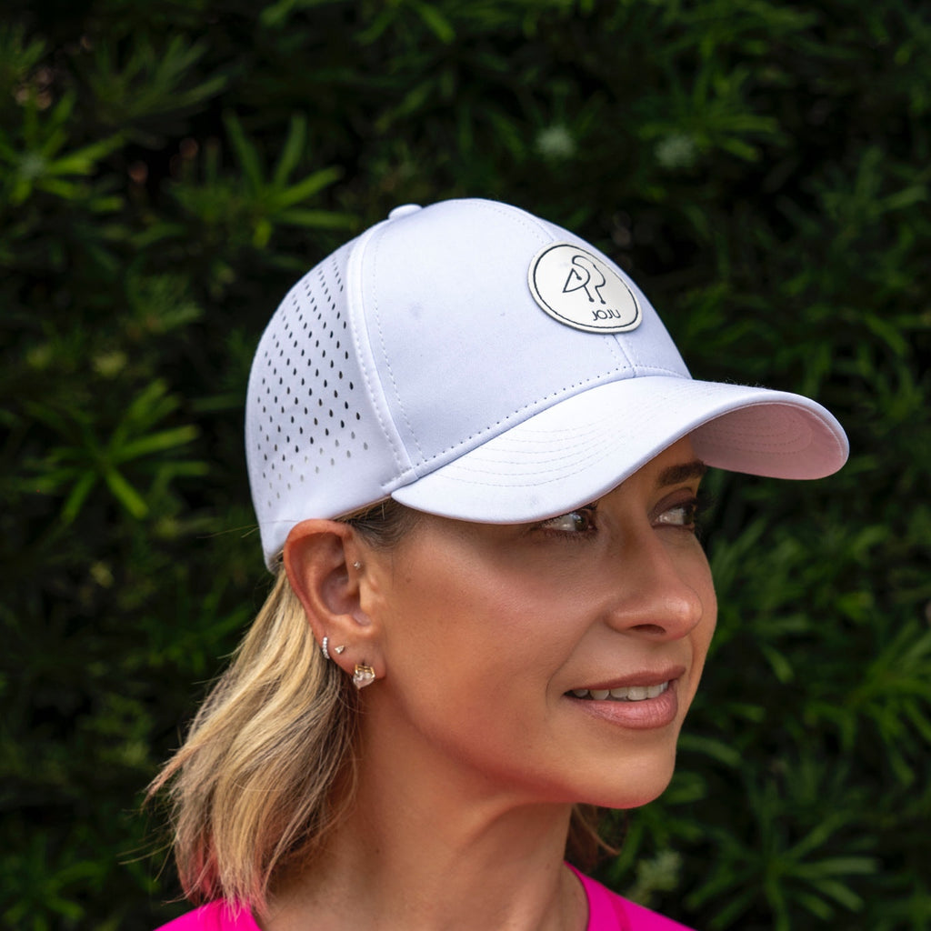 White UV Protective Performance Sport Hat with Breathable Sides - Image 2