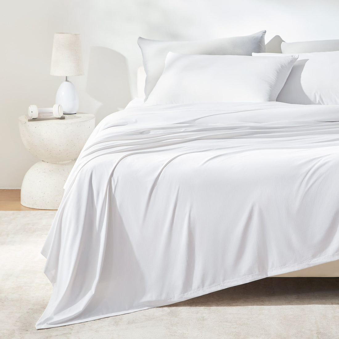 Cool Zone White Cooling Sheet Set Temperature Regulating Bedding - Image 2