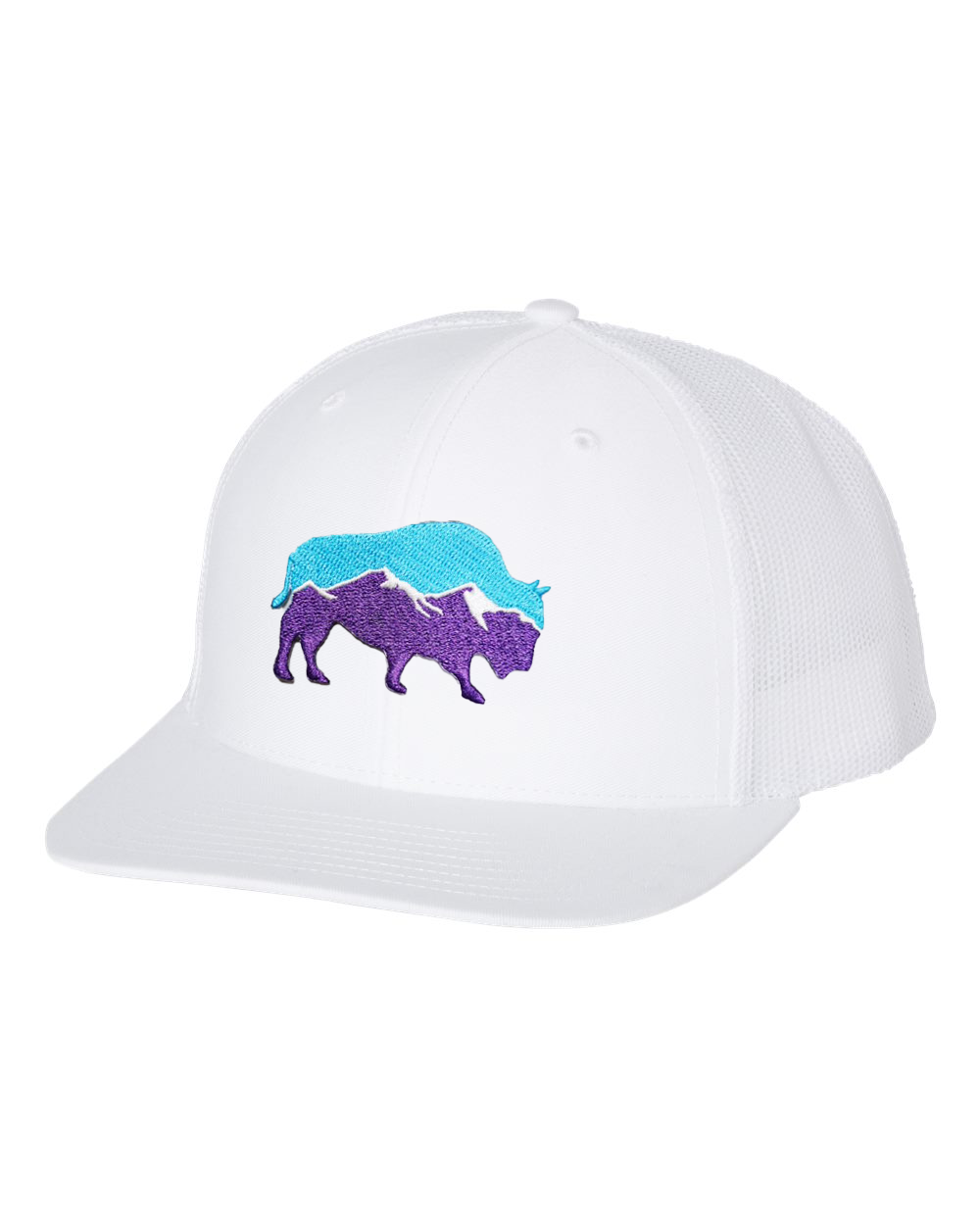Mountain Bison Curved Bill Trucker Snapback - Mesh Back Cap