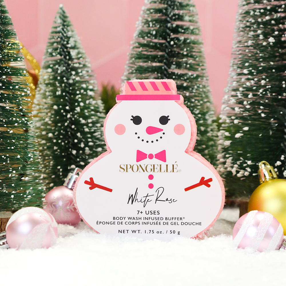 White Rose Holiday Snowman Body Wash-Infused Bathing Buffer