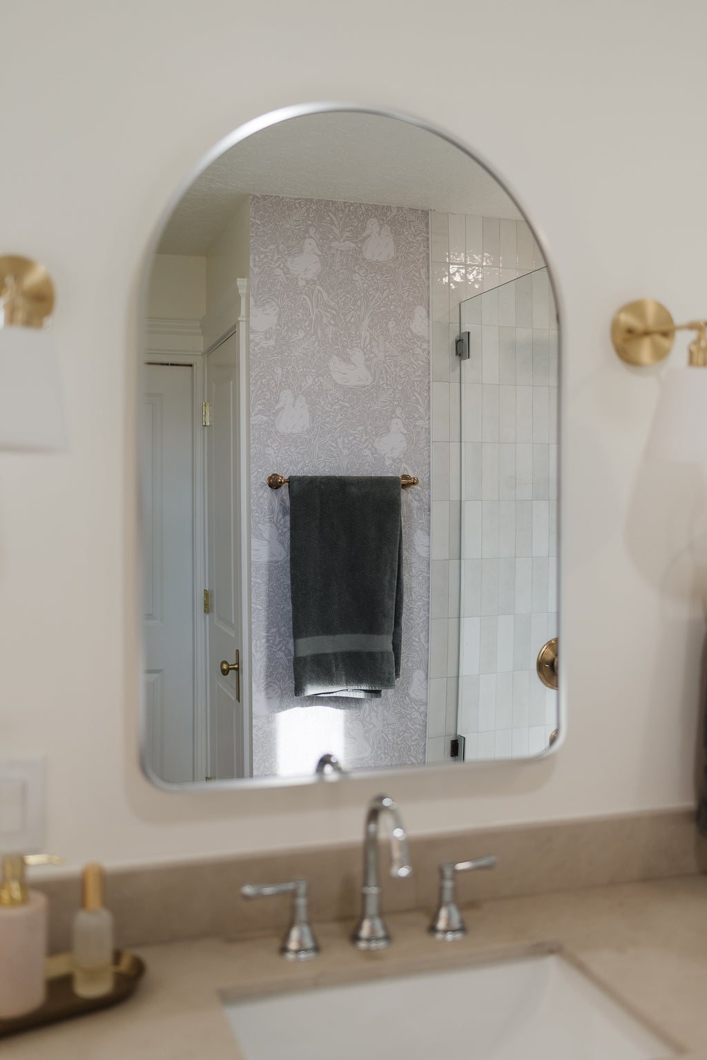 Hollingworth Floral Wallpaper in Pink, White, and Grey