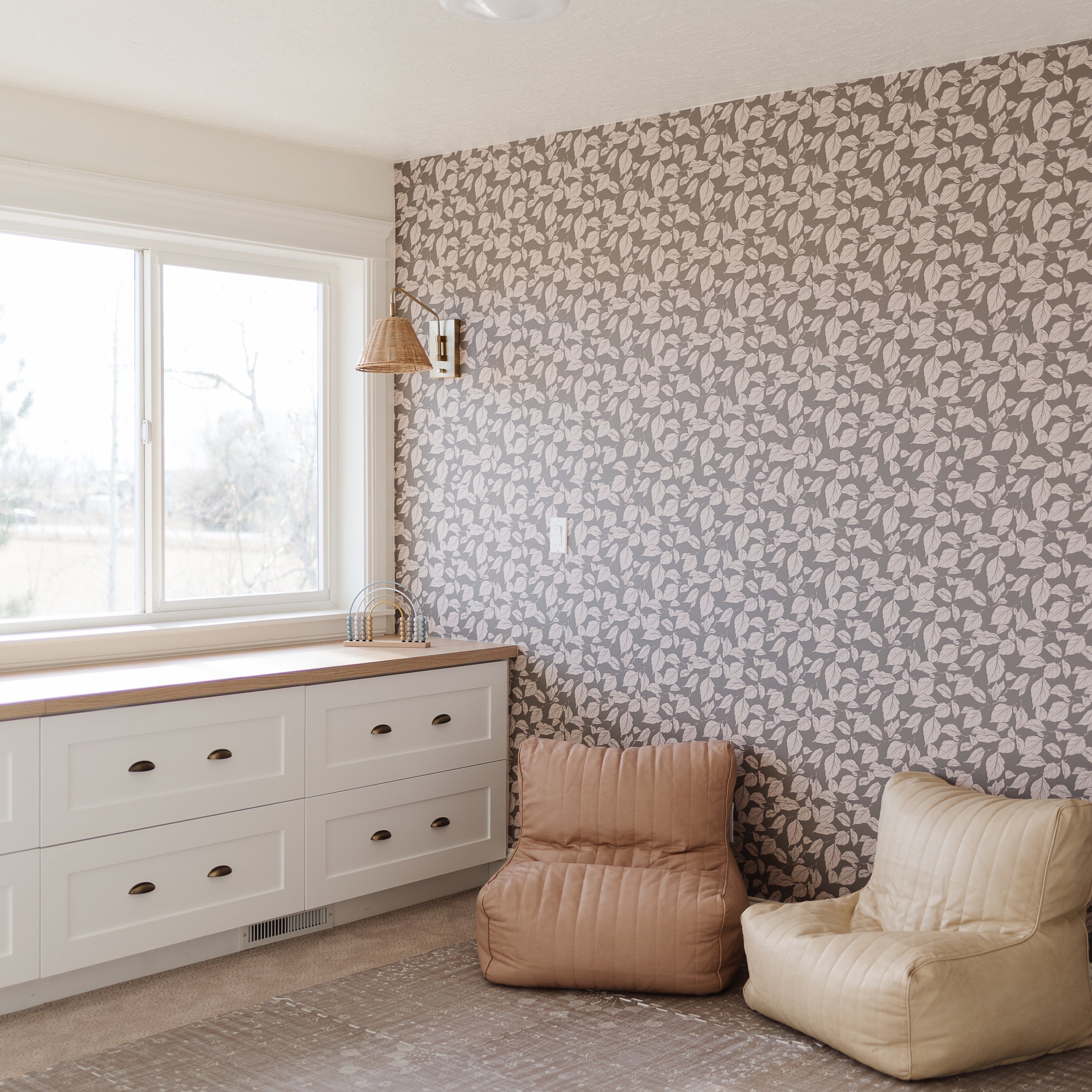 Windermere Floral Wallpaper in Pink, Grey and Blue