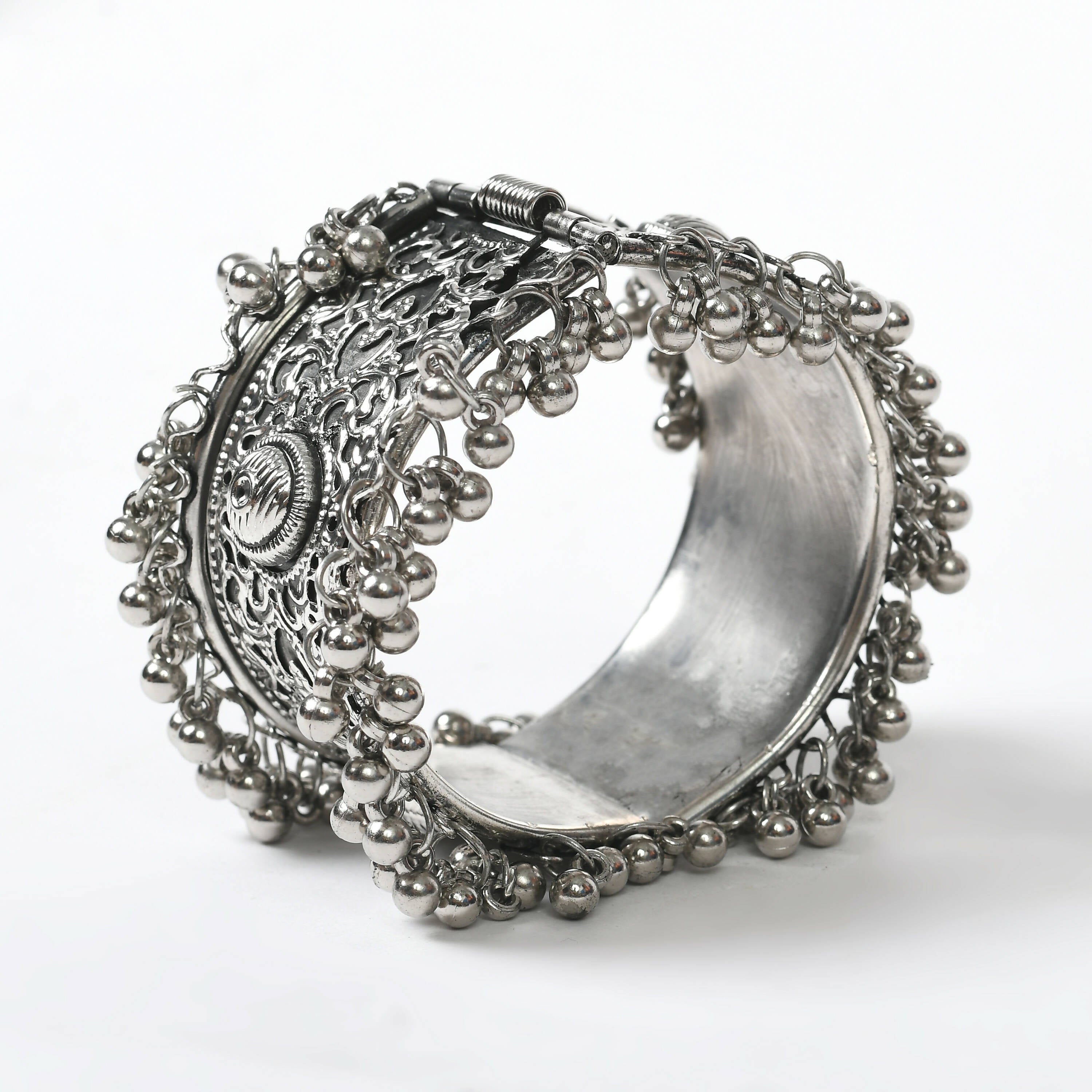 Joharkamal Oxidised Silver-Plated Ghungroo Artisan Bracelet
