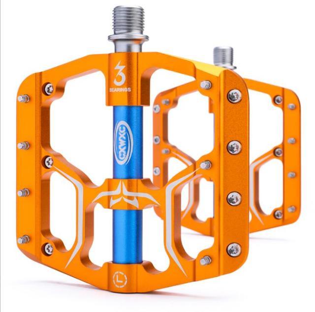 CNC Aluminum Flat Bike Pedals with 3 Sealed Bearings & Cleats