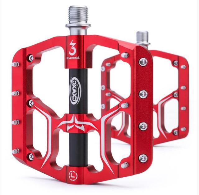 CNC Aluminum Flat Bike Pedals with 3 Sealed Bearings & Cleats