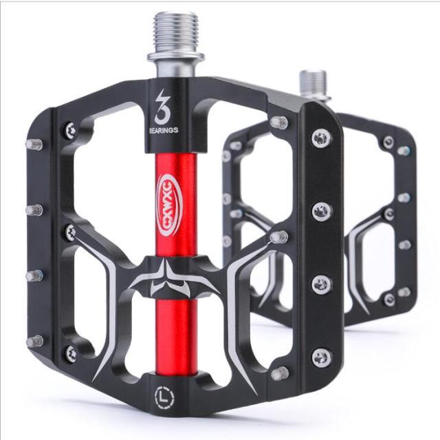CNC Aluminum Flat Bike Pedals with 3 Sealed Bearings & Cleats