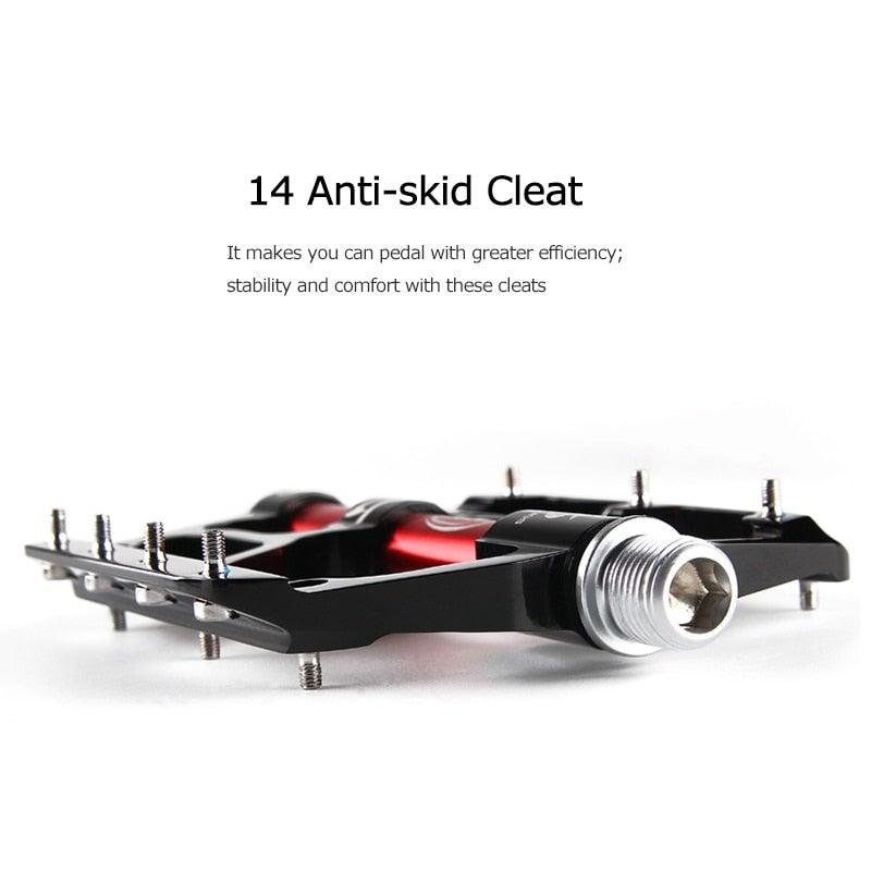 CNC Aluminum Flat Bike Pedals with 3 Sealed Bearings & Cleats