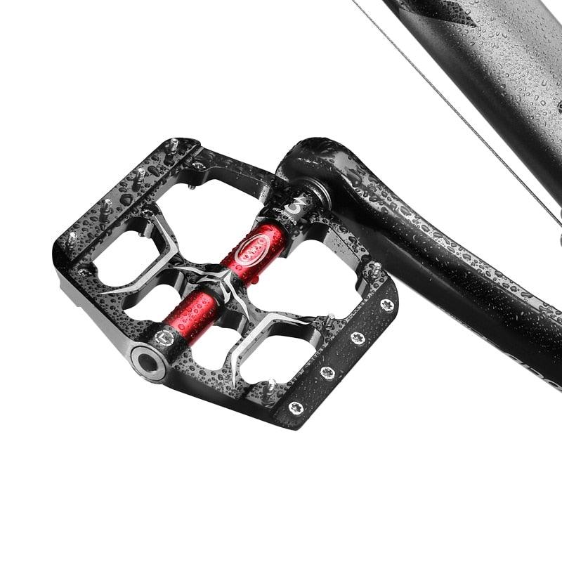 CNC Aluminum Flat Bike Pedals with 3 Sealed Bearings & Cleats