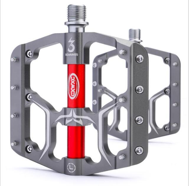 CNC Aluminum Flat Bike Pedals with 3 Sealed Bearings & Cleats