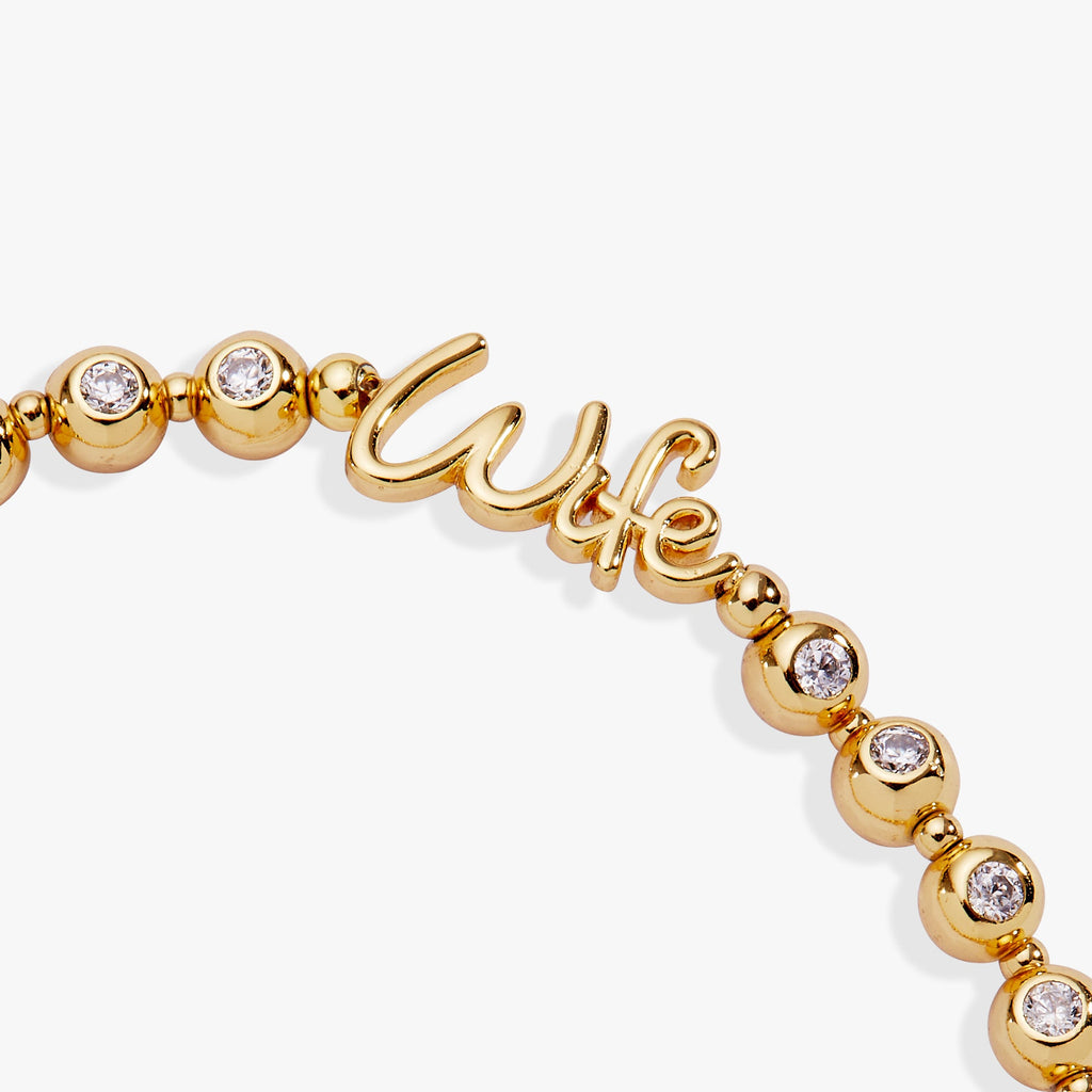 Wife Elongated Crystal Stretch Bracelet in Script