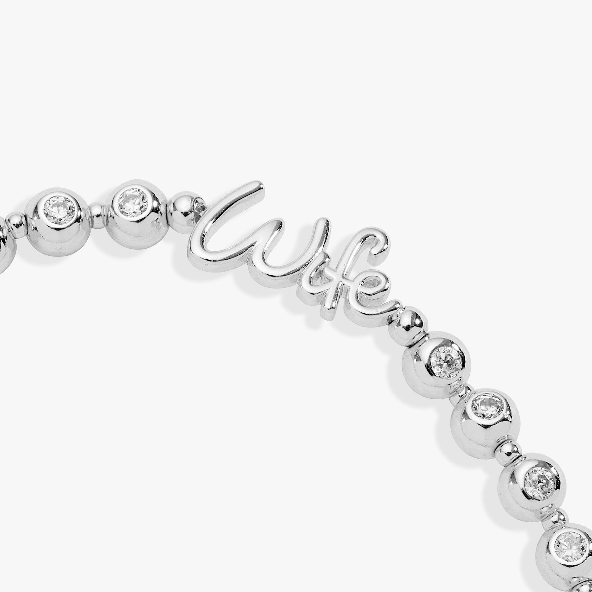 Wife Elongated Crystal Stretch Bracelet in Script