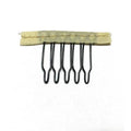 Set of 12 black metal hair wig clips on a white background