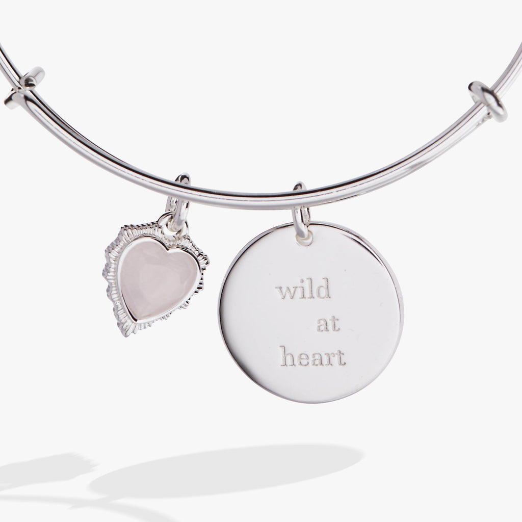 Wild at Heart Duo Charm Expandable Bangle in Silver and Pink