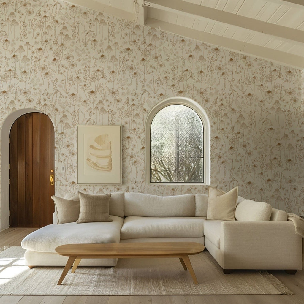 Melody Floral Wallpaper: Romantic Vintage Botanical Wall Art
