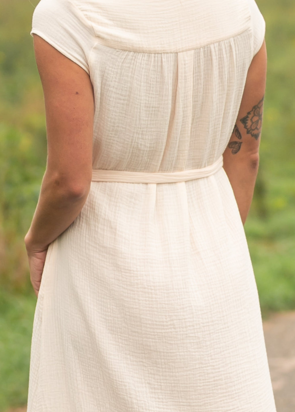 Willow Blush Pink Cotton Gauze Cap Sleeve Midi Shirt Dress