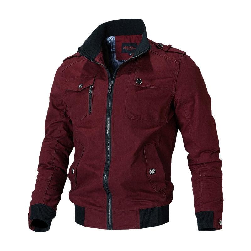 Men's Red Lightweight Bomber Jacket Slim Fit Windbreaker
