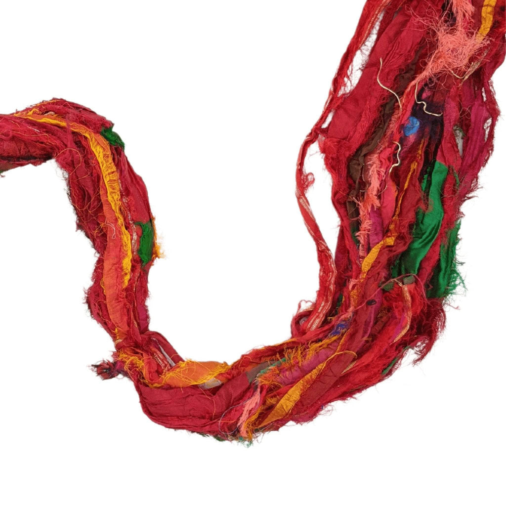 Windswept Sari Silk Ribbon Yarn for Handcrafted Fiber Arts Projects