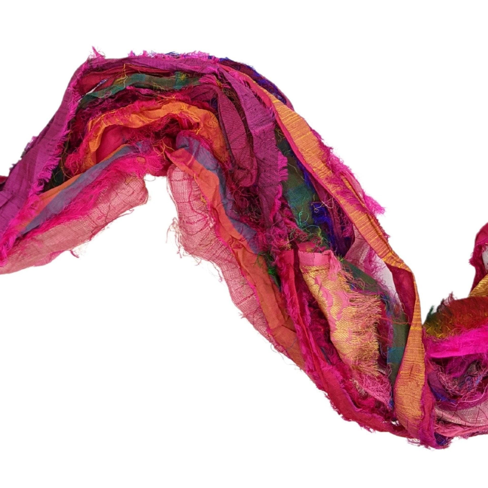 Windswept Sari Silk Ribbon Yarn for Handcrafted Fiber Arts Projects