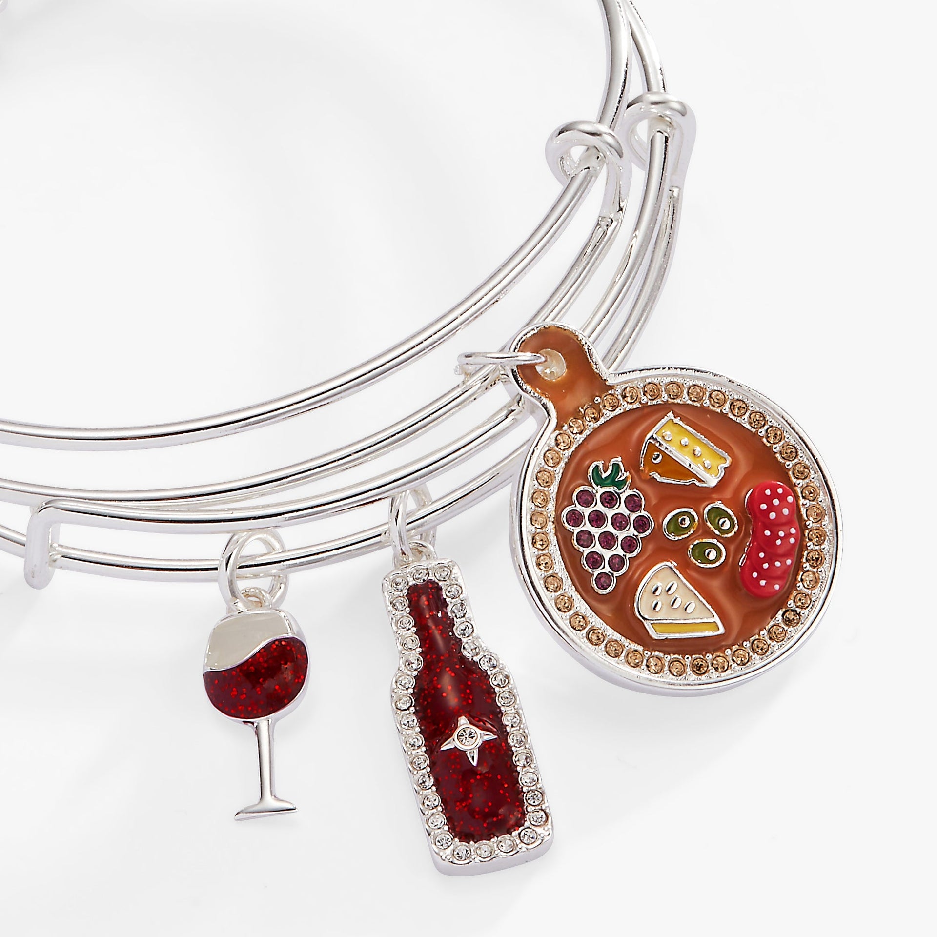 Wine and Cheese BFF Bangle Bracelet Set of 2