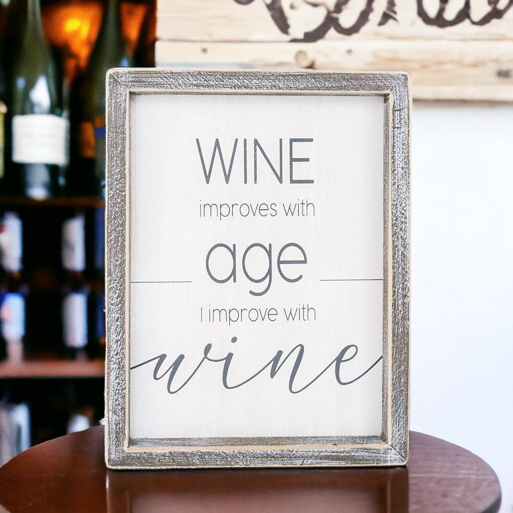 Wine Improves With Age Framed Wall Decor Sign