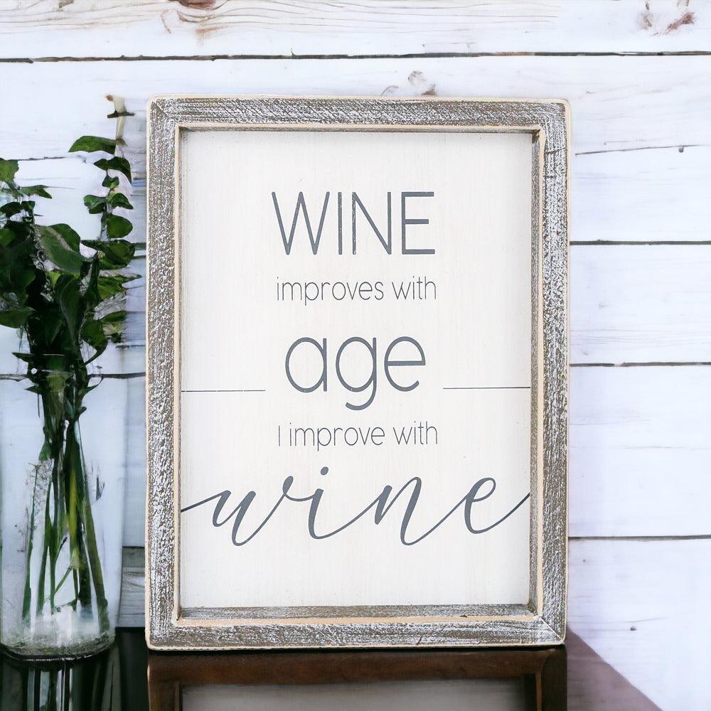 Wine Improves With Age Framed Wall Decor Sign