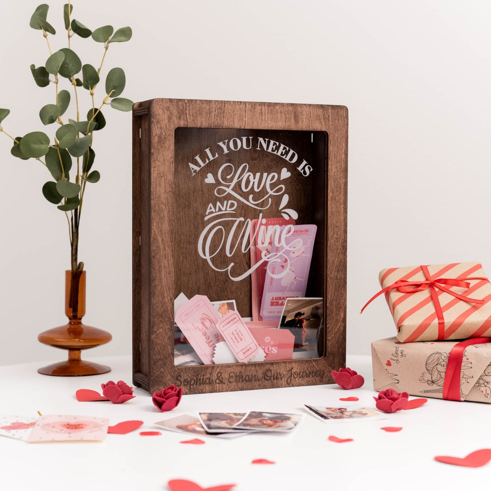 Wooden box for collecting and displaying wine corks