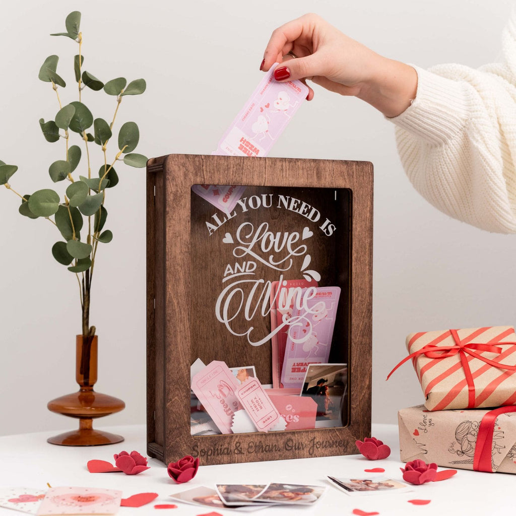 Wooden Wine Cork Display Box for Memory Keepsakes