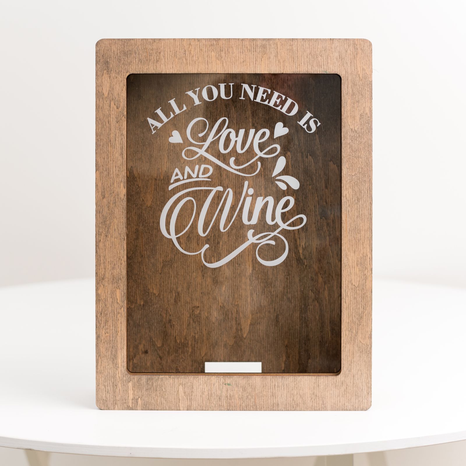 Wooden Wine Cork Display Box for Memory Keepsakes