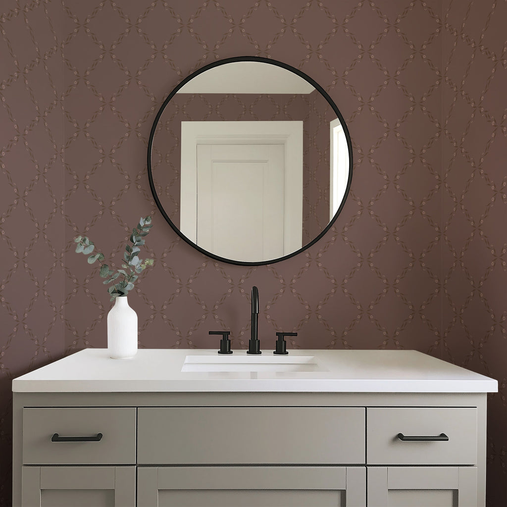 Leela Geometric Wallpaper in Beige and Brown Traditional