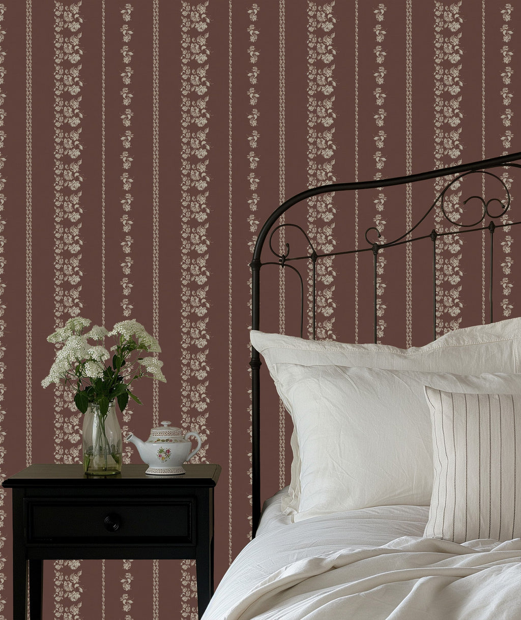 Roselle Stripe Removable Wallpaper in Brown and Cream