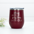 Collection of various colored stainless steel tumblers available for customization