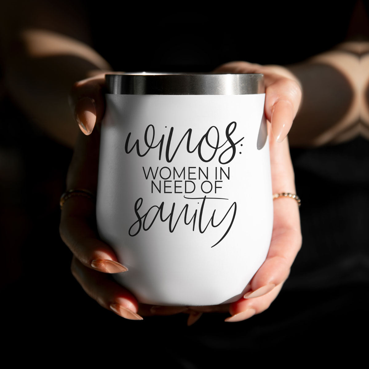 Winos 12oz Stainless Steel Insulated Wine Tumbler with Lid White - Image 3