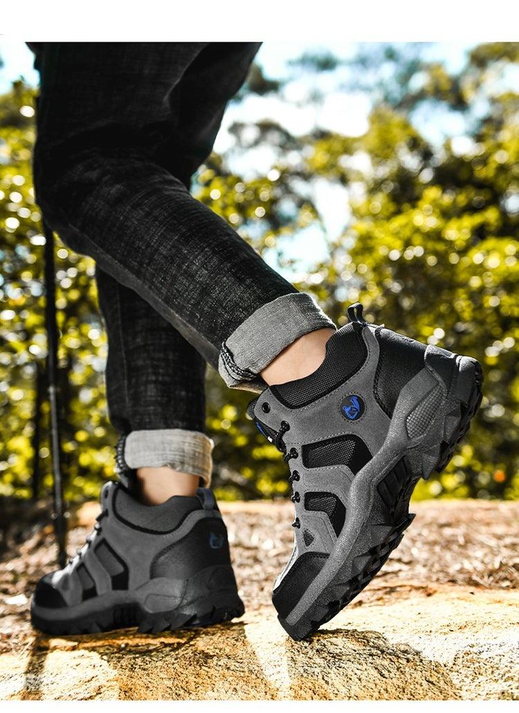 Men's Leather Winter Hiking Boots, Warm Fur Lined Outdoor Snow Shoes